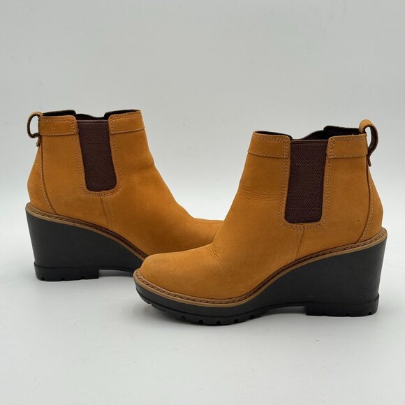 Timberland Kellis Chelsea Boot Wheat Nobuck Suede Leather Wedge Heel Booties 6.5 - Picture 3 of 9